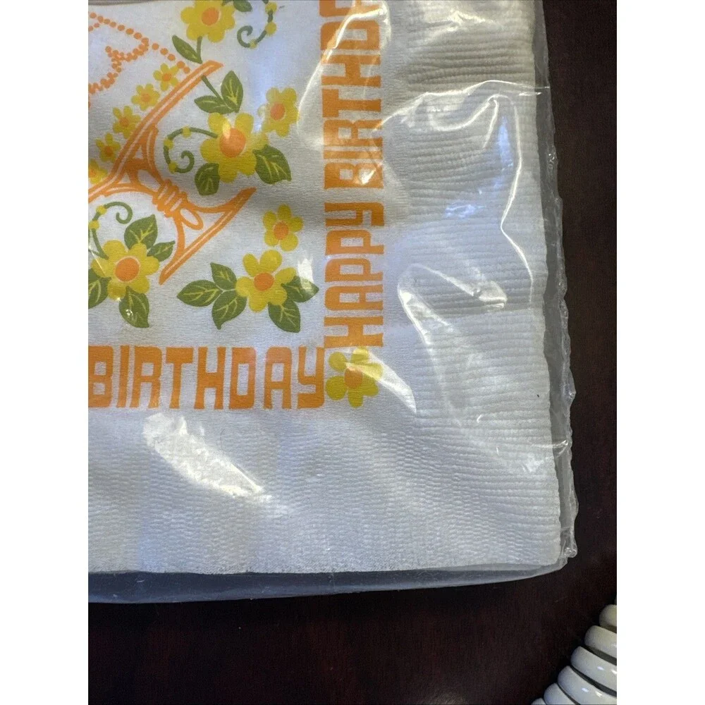 Vintage Rust Craft Greeting Brownie Beverage Drink Happy Birthday Napkin 20 Pack